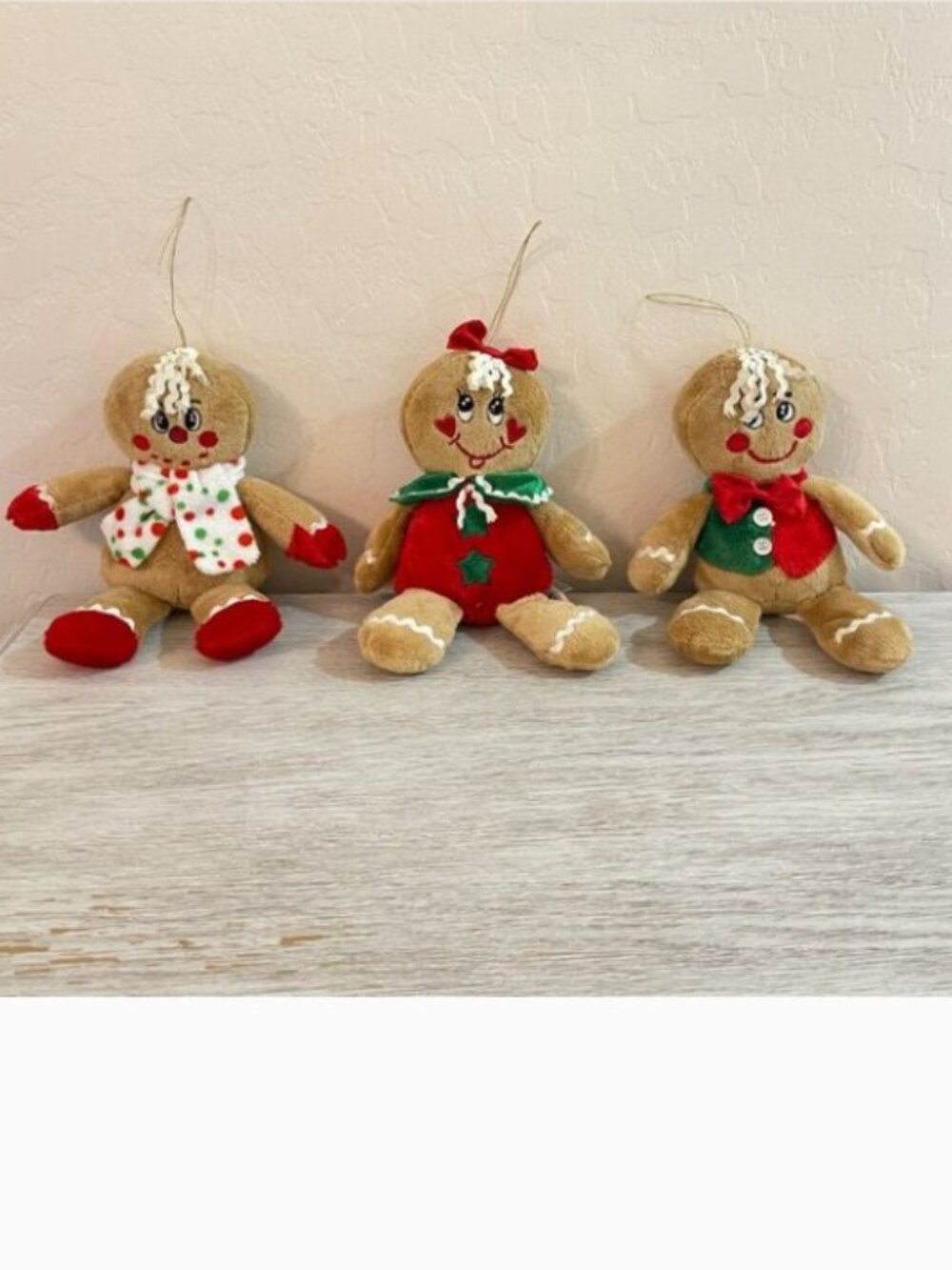 Dan Dee Stuffed Gingerbread Set of 3 Plush 9" Vintage Christmas Holiday Boy Girl
